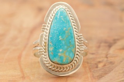 Genuine Kingman Turquoise Sterling Silver Navajo Ring